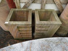 *Pair of Contemporary Style American Sandstone Square Planters
