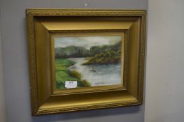 Framed Watercolour of Cliveden Woods on Thames