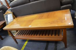 Retro Teak Glass Topped Coffee Table with Eastern