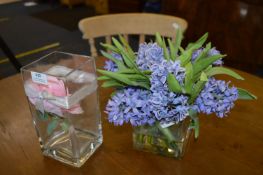 Artificial Hyacinths and Two Glass Vases