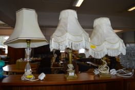 Three Ivory Shade Table Lamps