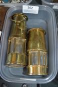 Two Miniature Brass Miners Lamps