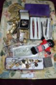 Tray Lot of Collectables, Costume Jewelry, Pens et