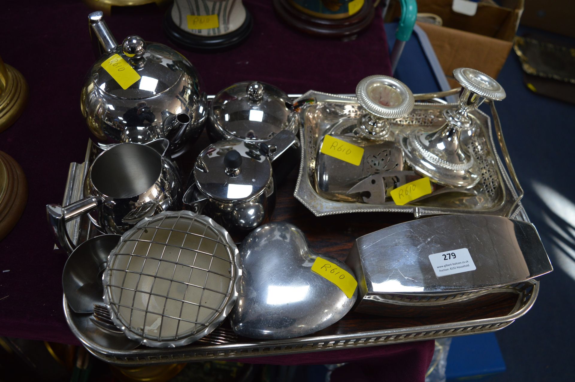 Tray Lot of Plated Ware, Tea Set etc