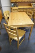Ikea Pine Kitchen Table & Four Matching Chairs