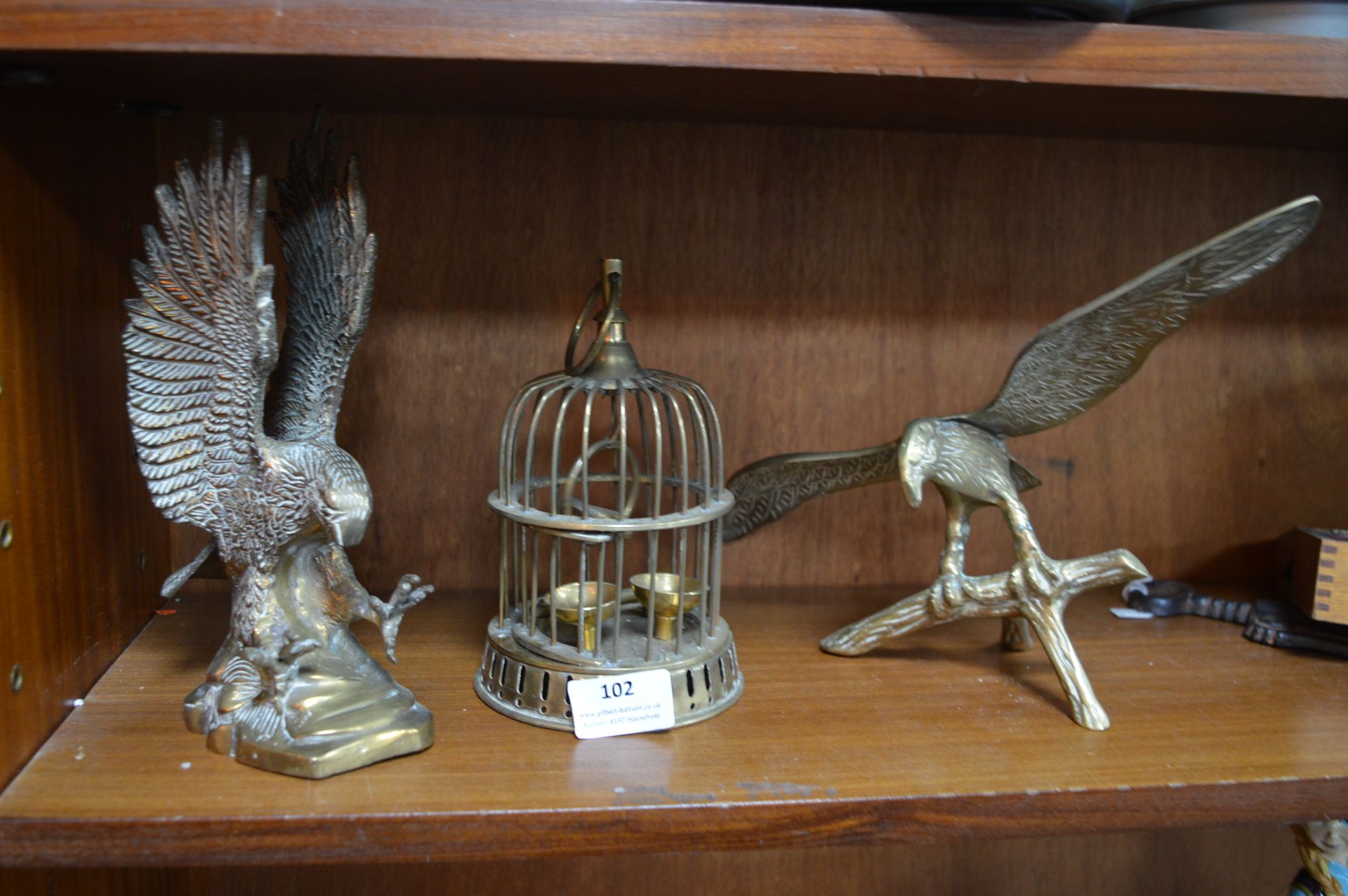 Two Brass Eagles & Birdcage