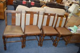 Four Edwardian Dining Chairs with Leatherette Upho