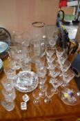 Glassware including Jugs, Vases, Wine Glasses etc