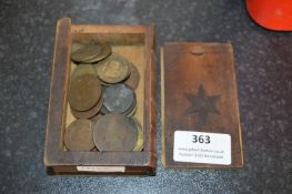 Wooden Box with Vintage Coinage