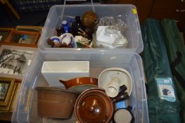 Two Boxes of Pottery Items, Kitchenware, Glassware