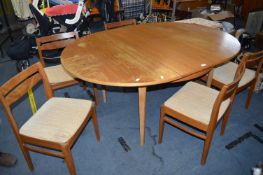 Nathan Vintage Teak Oval Drawer Leaf Dining Table