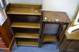 Small Oak Bookcase and Occasional Table
