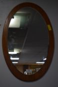 Retro Teak Oval Wall Mirror