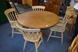 Period Circular Pine Dining Table with Four Slat B