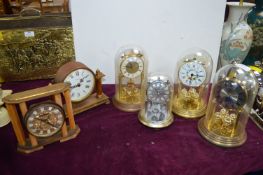 Four Glass Domed Skeleton Clocks & Two Mantel Cloc