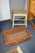 Vintage Pine Painted Stool and Box