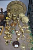 Brassware Including Animals, Tray, Horse Brasses e