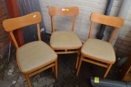 Three Beech Wood Chairs