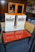 Glass Topped Coffee Table, Two Bedside Cabinets &