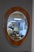 Retro Wooden Backed Beveled Edge Wall Mirror