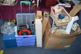 Large Box of Household Goods, Folding Trolley, Met