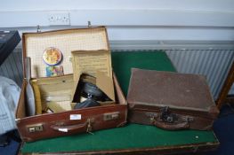Two Vintage Suitcases - 1 Royal Navy Issue with Hi