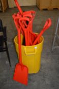 Yellow Bin Containing Twelve Plastic Shovels