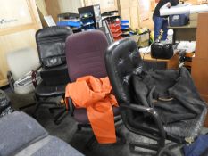 Four Office Chairs, Holdalls, Filing Bags, etc.