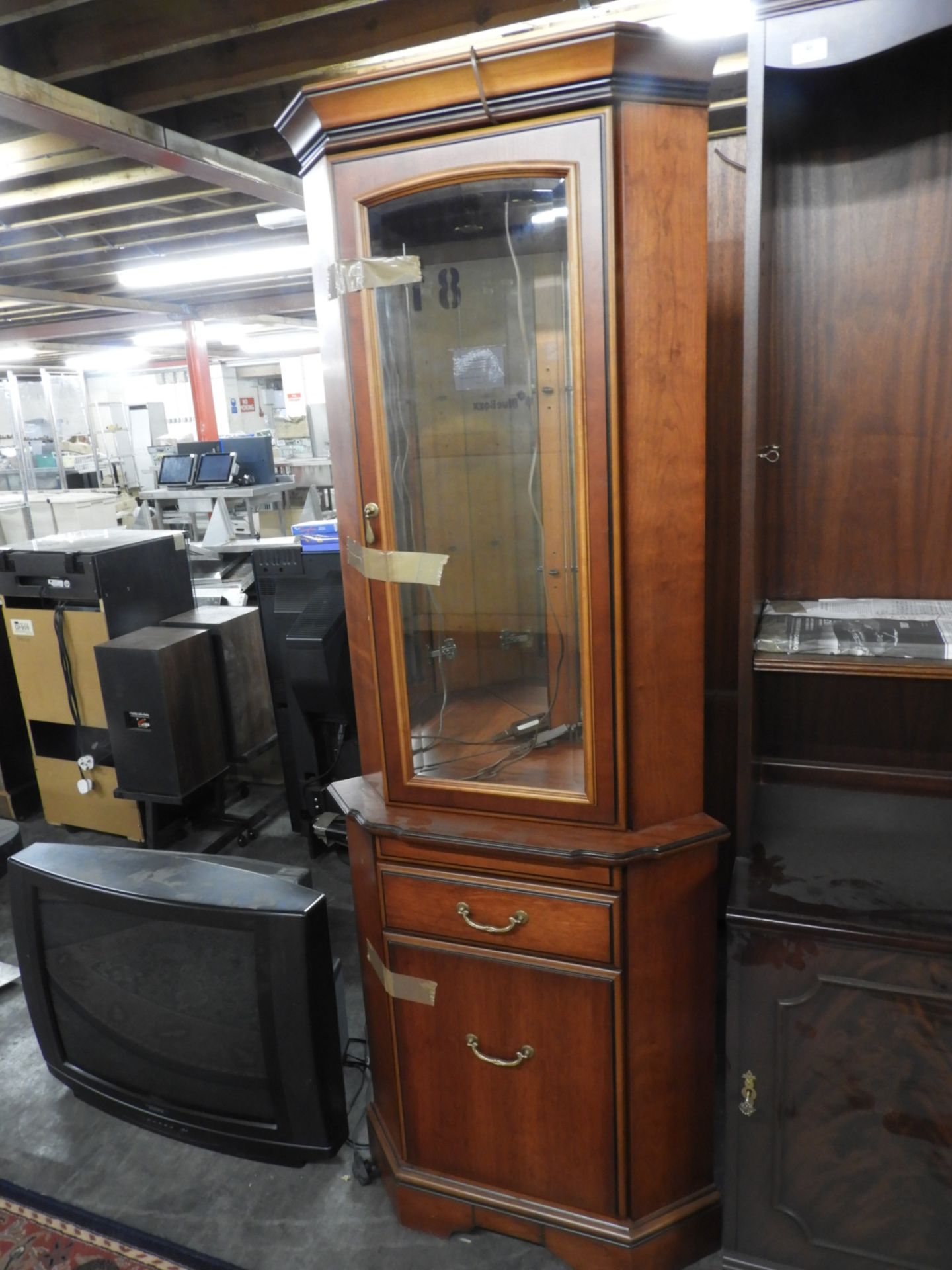 Glazed Corner Cabinet in Medium Cherry Finish