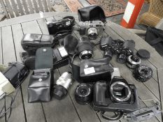 Assorted Camera Equipment Including Canon EOS650, Lenses, Binoculars, etc.