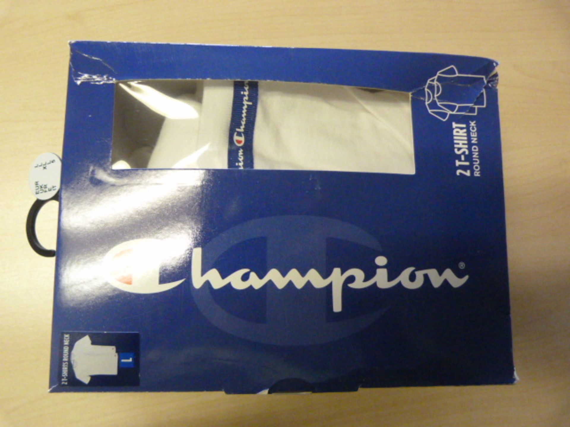 *Champion White Round Neck Tops Size: L 2pk