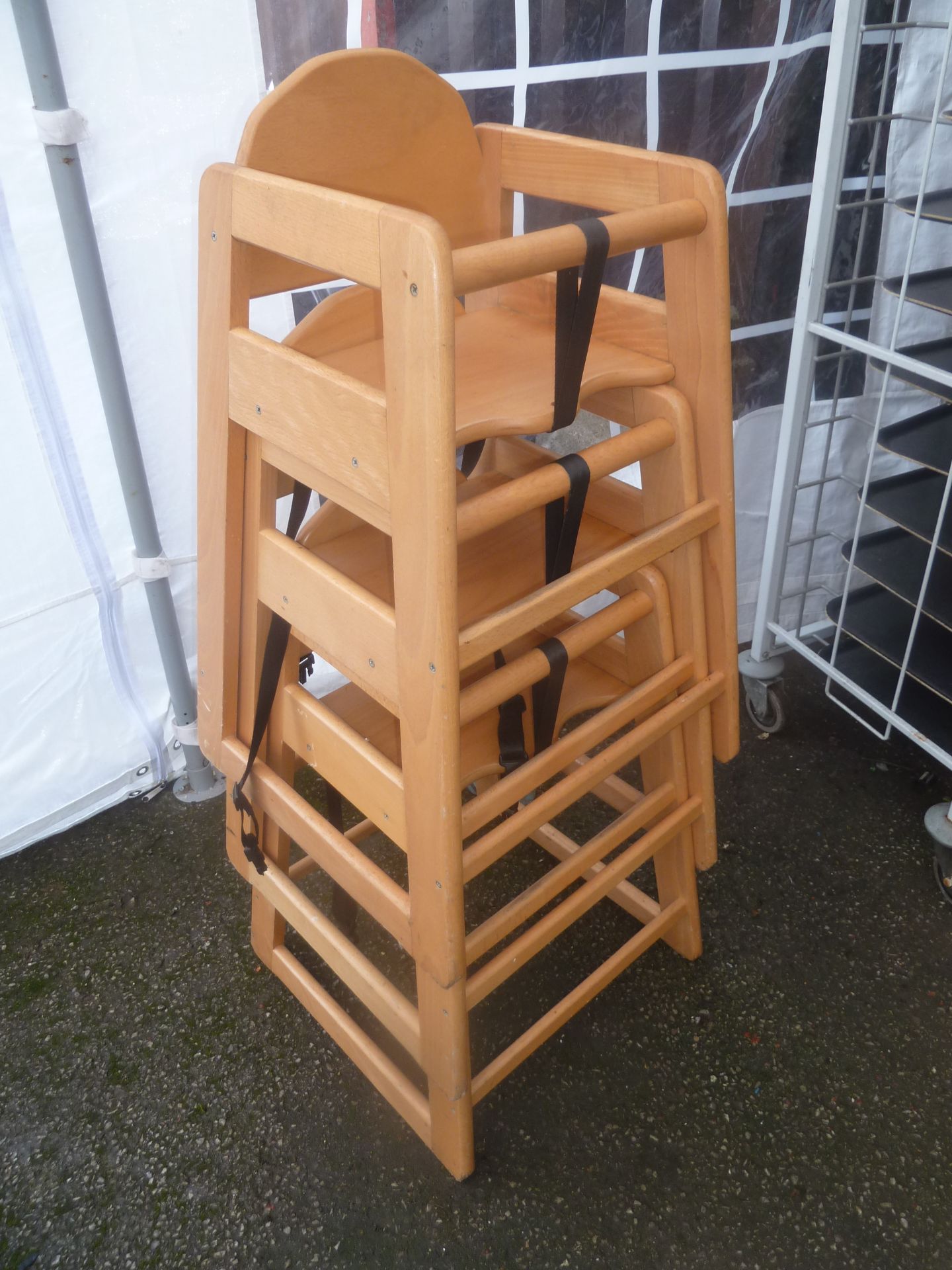 wooden child high chairs x 3