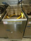 * Pitco gas pedestal twin basket fryer