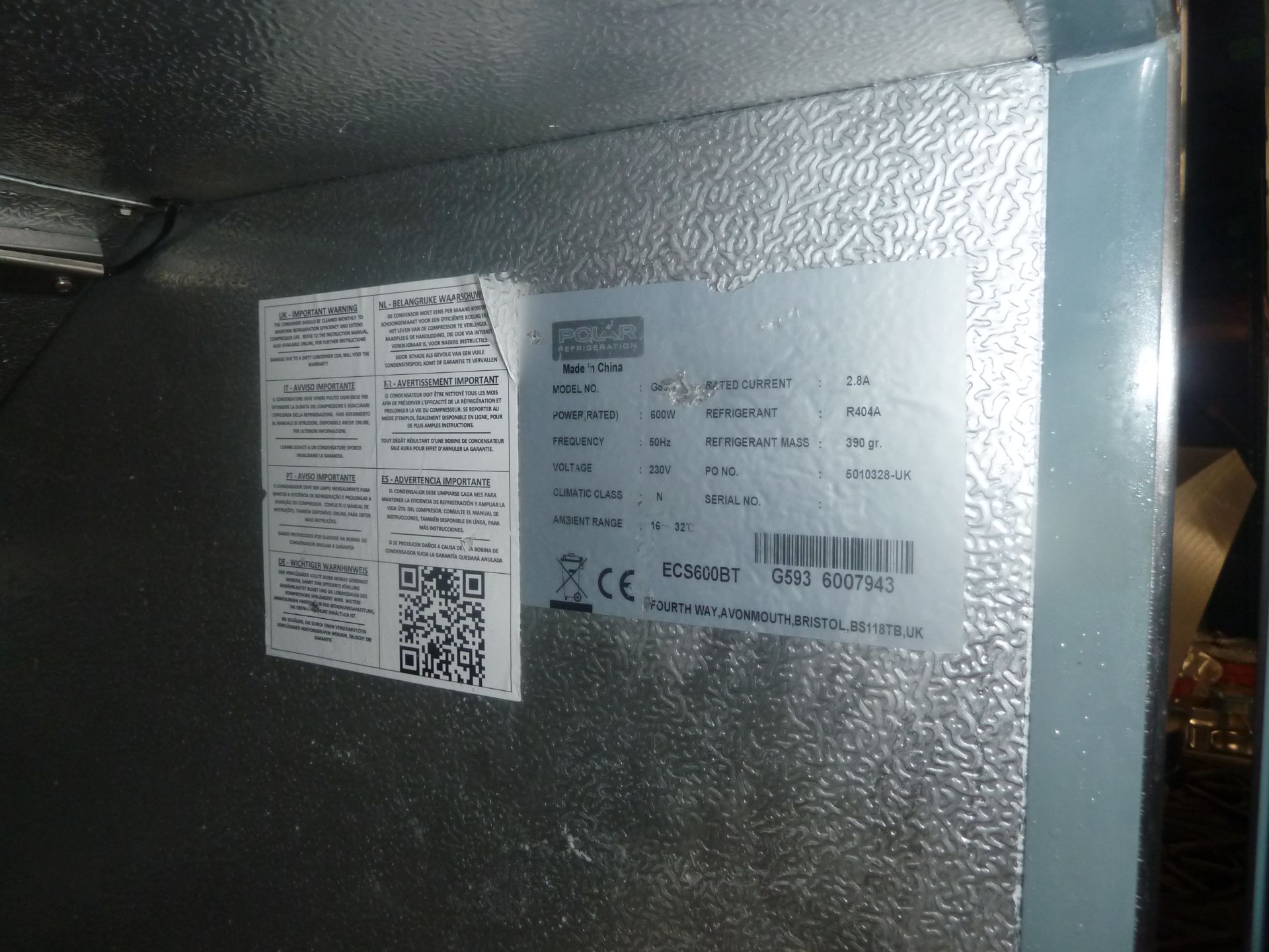 * S/S Polar Gastro upright freezer single door 680w x 810d x 2000h - Image 4 of 5
