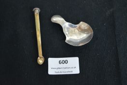 Hallmarked Sterling Silver Snuff Spoon and Caddy Spoon