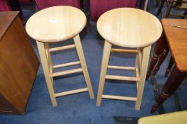 Pair of Beech Kitchen Stools