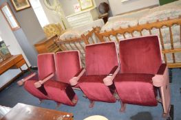 Two Sets of Two Cinema Seats in Burgundy Plush