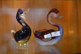 Two Murano Glass Ducks