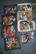 Eight Tray Boxes of Playworn Diecast Model Cars Including Matchbox, Corgi, etc.