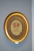 Oval Gilt Framed Embroidery of a Jack Russel