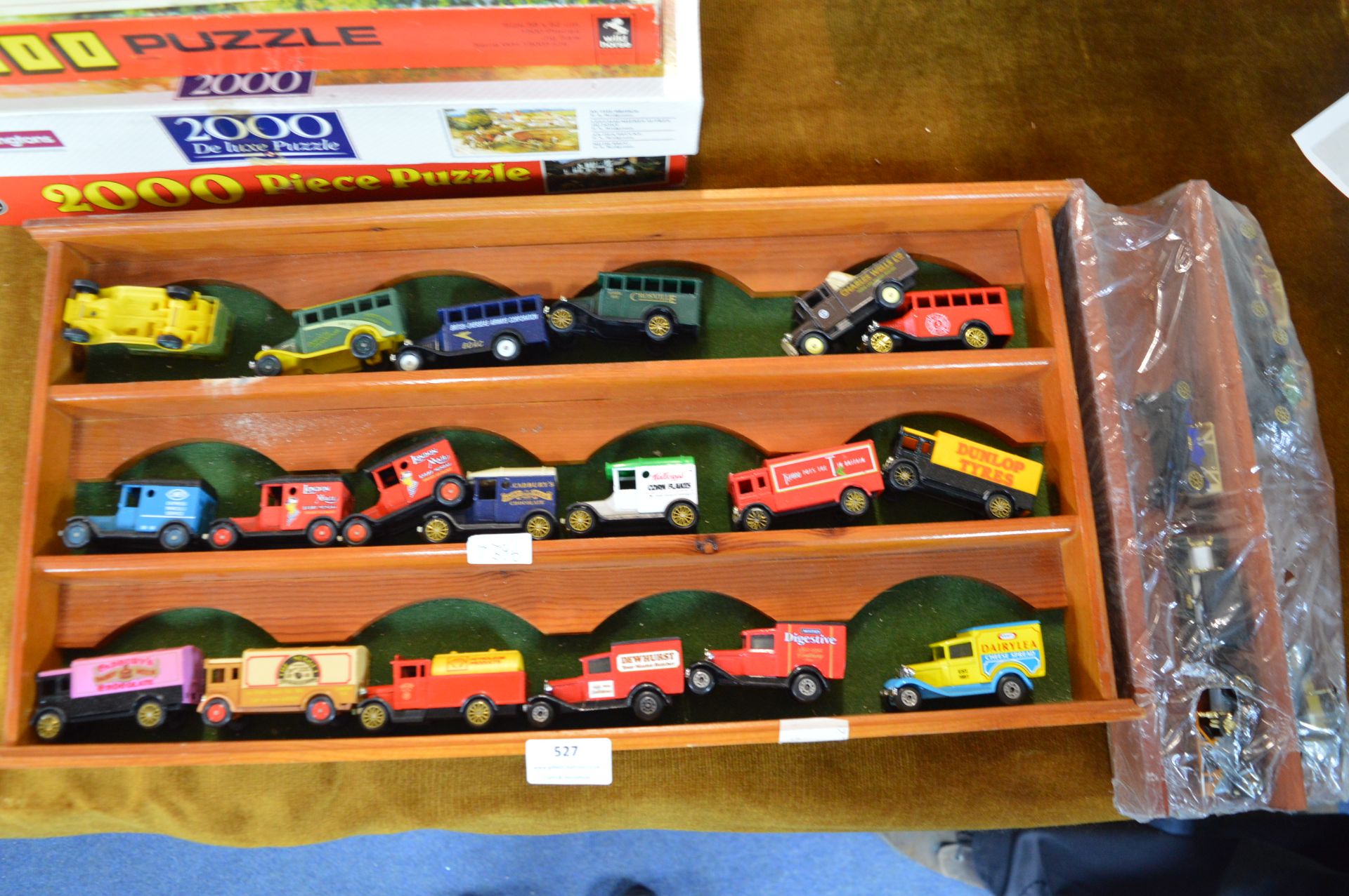 Wall Shelf of Diecast Advertising Vehicles etc.