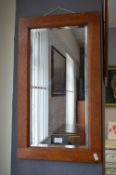 Period Oak Framed Beveled Edged Mirror