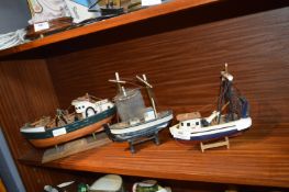 Three Wooden Handmade Trawlers