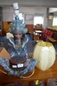 Indonesian Style Buddha Lamp Base with Yellow Shade