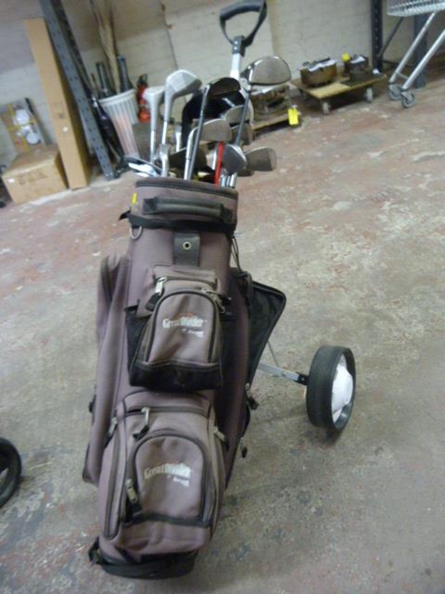 Golf Trolley and Assorted Clubs Including Ben Ross