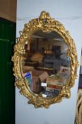 Ornate Gilt Framed Oval Wall Mirror