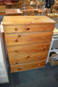 Pine Five Drawer Bedroom Chest