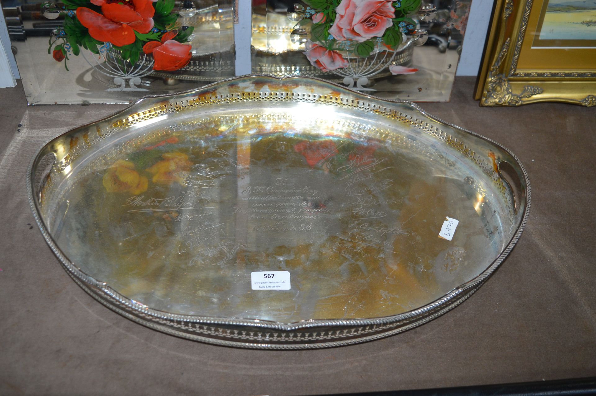 Silver Plated Presentation Tray with Signatures