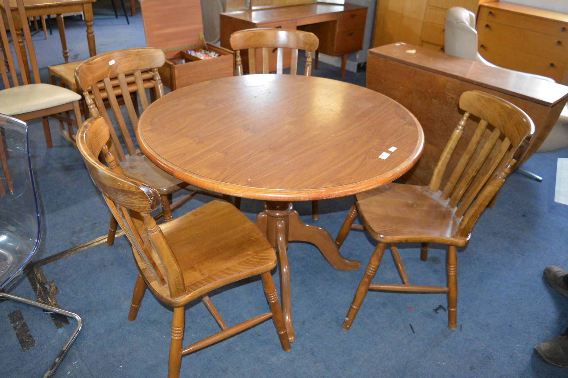 Circular Dining Table and Four Matching Chairs