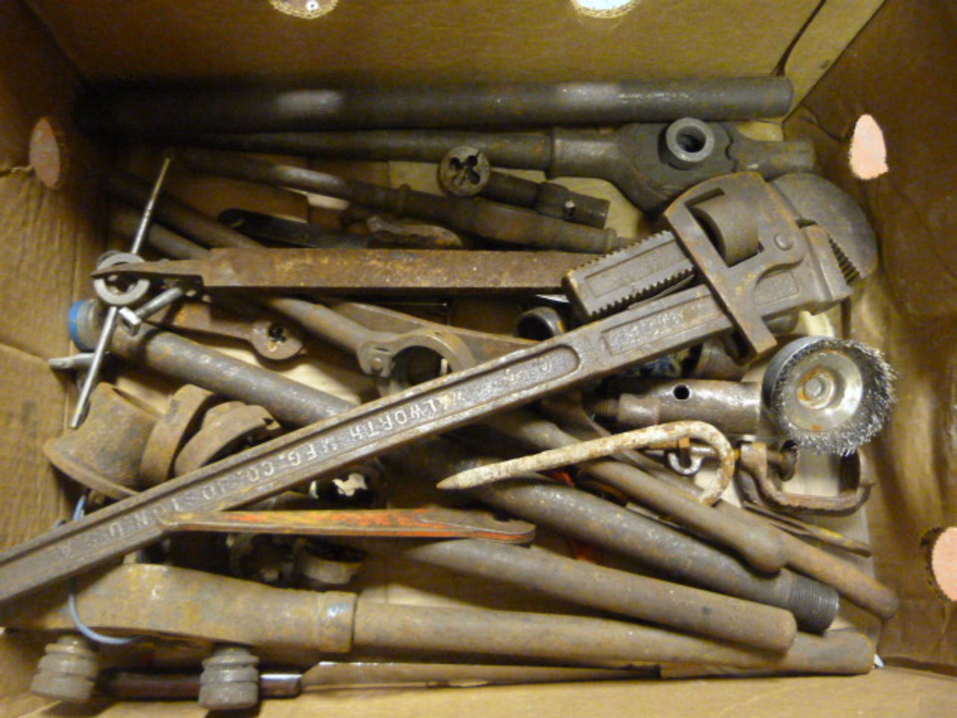 Box of Tools; Stilson, Die Holders, etc.